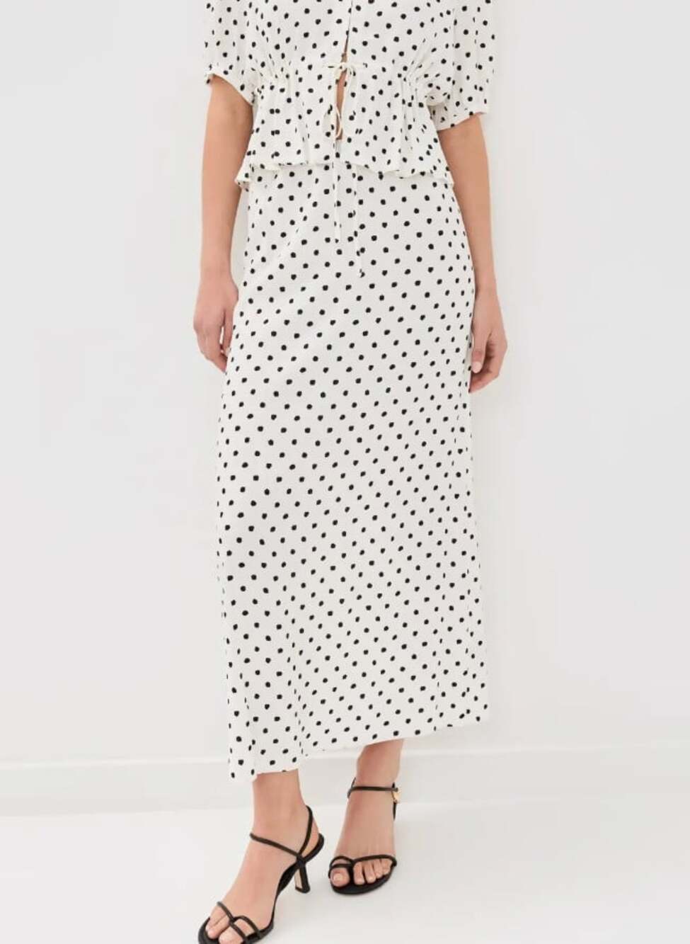 Jenni Kayne Cleo Slip Skirt White & Black Polka Dot Size Medium